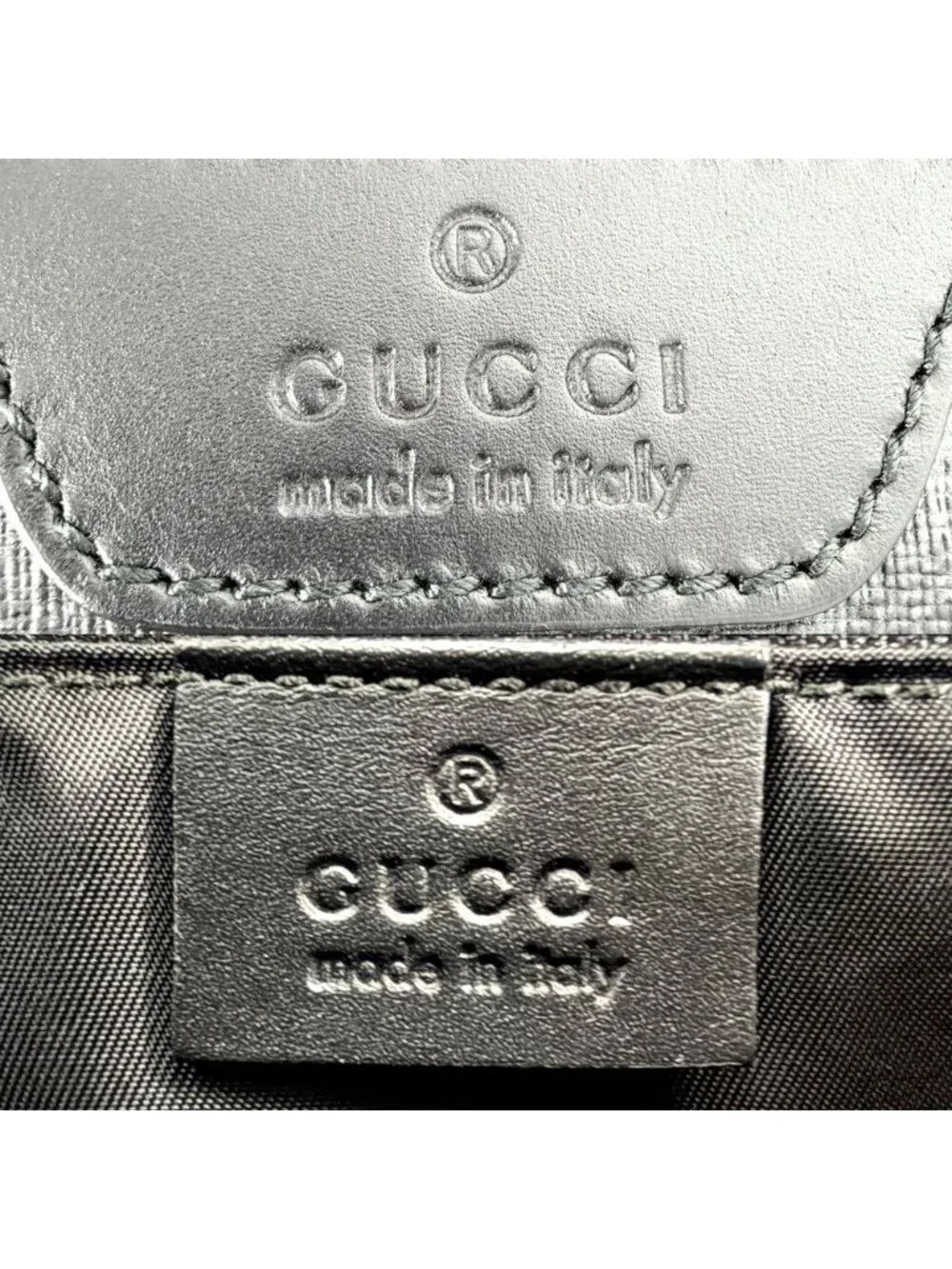 Gucci Shoulder Bag Crossbody GG Supreme Canvas Leather Black Gray